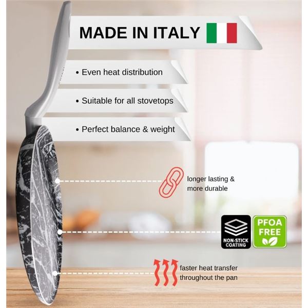 Diamond Marble Crepe & Pancake Pan 25 CM — Made in Italy - Brand New