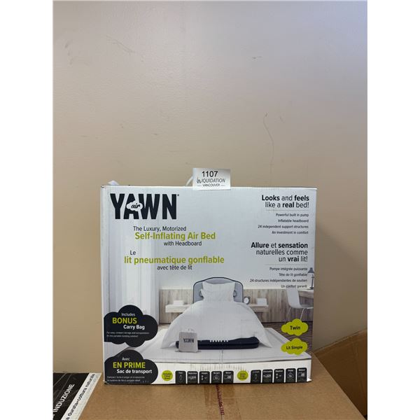 YAWN Air Luxury Twin Self-Inflating Air Bed with Headboard — New in Box