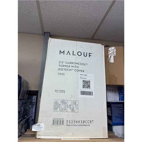 Brand New Malouf 2.5" Topper with icetech Cover - King