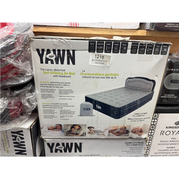 YAWN Air Luxury Queen Self-Inflating Air Bed with Headboard — New in Box