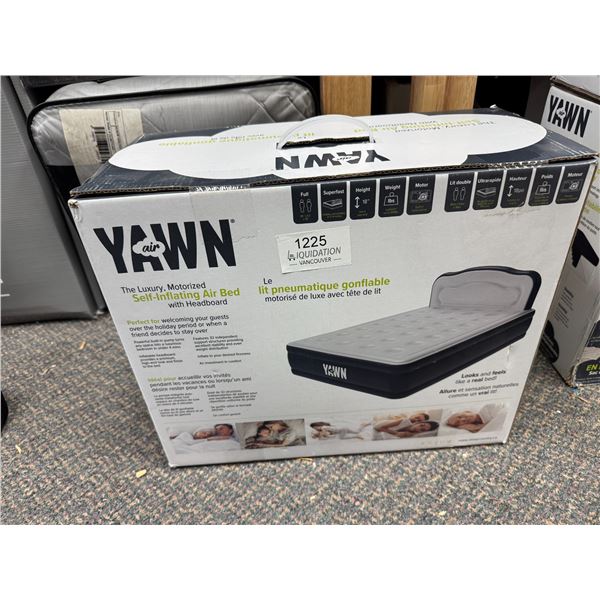 YAWN Air Luxury Full Self-Inflating Air Bed with Headboard — New in Box