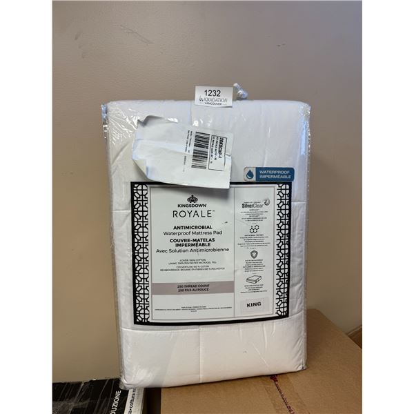 Brand New Kingsdown Royale King Antimicrobial Waterproof Mattress Pad
