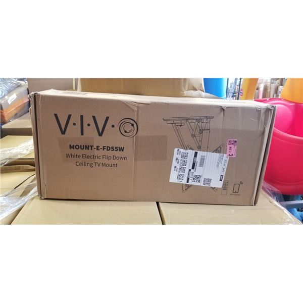 VIVO WHITE ELECTRIC FLIP DOWN CEILING TV  MOUNT