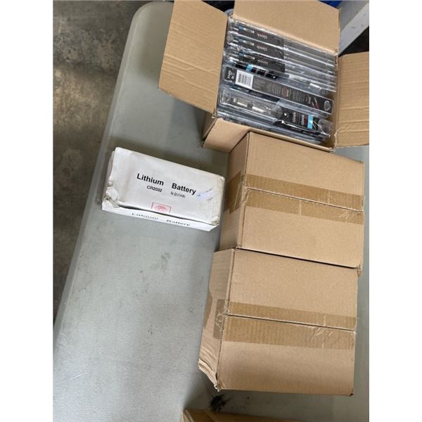 CASE OF NEW POWER CORDS AND LITHIUM BATTERY