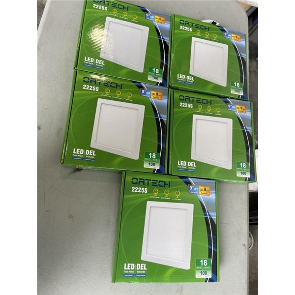 5 NEW ORTECH 9" LED FLUSH MOUNT LIGHTS