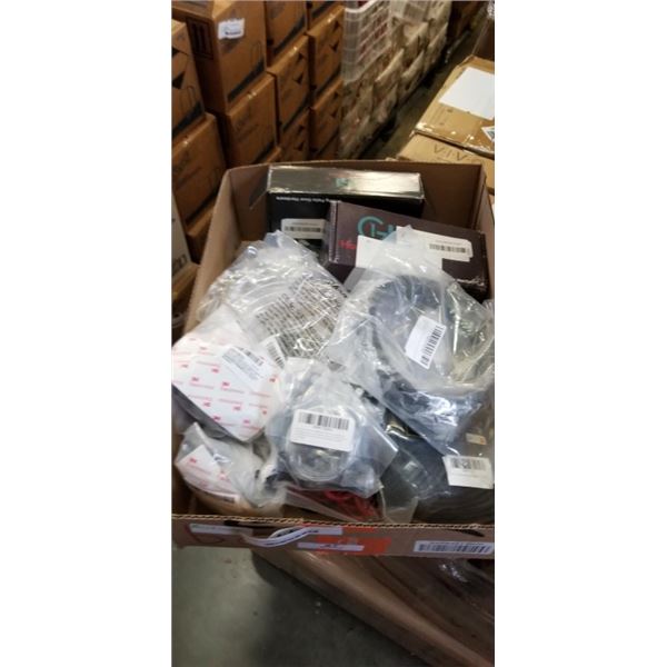 ASSORTED NEW AMAZON OVERSTOCK SHOP ITEMS INLCUDING HARDWARE, SLIDING DOOR KITS, METAL HOOKS AND MORE