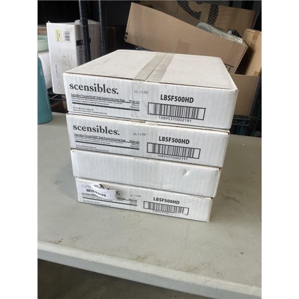 4 CASES SENSIBLE SECUREFIT360 HIGH DENSITY POLY LINER BAGS  - 500 PER CASE, 2000 TOTAL