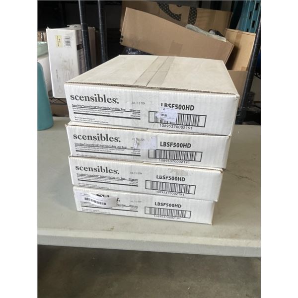 4 CASES SENSIBLE SECUREFIT360 HIGH DENSITY POLY LINER BAGS  - 500 PER CASE, 2000 TOTAL