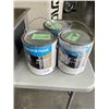 Image 2 : STAINLESS DOUBLE SQAURE BOWL SINK, UNDER OR DROP IN, AND 3 JUGS OF PAINT