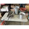 Image 1 : LOT OF BUCKETS, METAL TRAYS AND CLAMPS