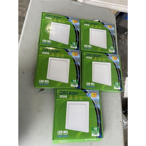 5 NEW ORTECH 9" LED FLUSH MOUNT LIGHTS