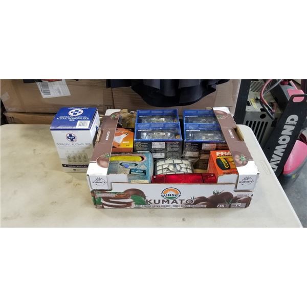 ISOPROPYL ALCOHOL AND TRAY OF CAR / TRAILER LAMPS