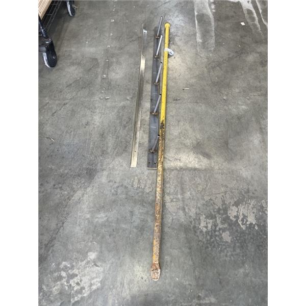 LARGE CROW BAR, METAL WALL HOOK, AND CORNER EDGE
