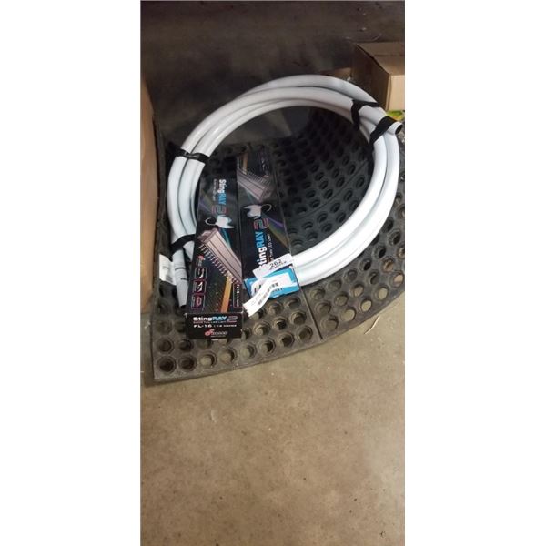 RUBBER 24X24 MATT, 20FT X 3/4 INCH SUPER PEX PIPE AND 2 NEW STINGRAY 16 INCH LED LIGHTS