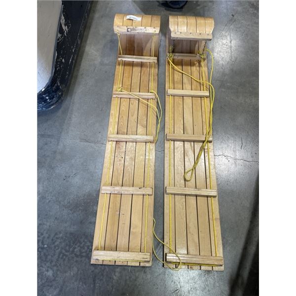 2 VINTAGE WOODEN TOBAGGANS