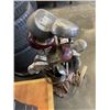 Image 2 : VINTAGE GOLF CART BAG AND ASSORTED GOLF CLUBS