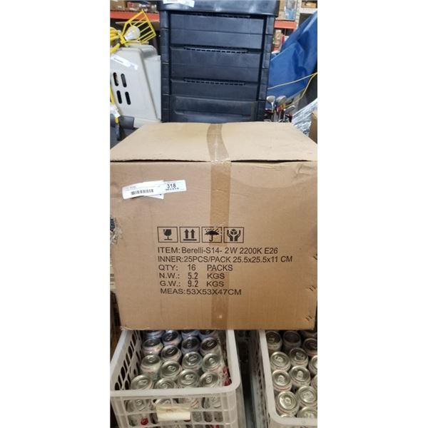 CASE OF BERELLI EDISON  E26. 16 PACKS OF 25 LIGHT BULBS