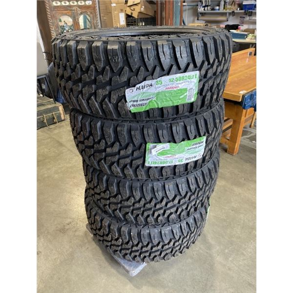 NEW SET OF 4 HAIDA MUD CHAMP 35X12.5R24 LTE TIRES