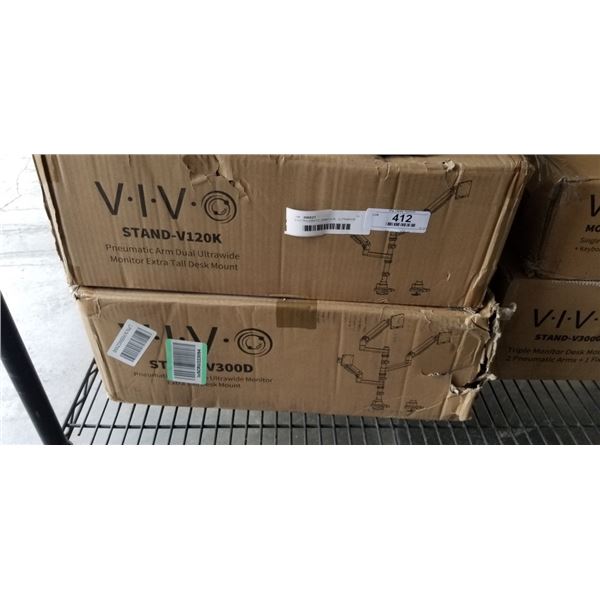 VIVO PNUEMATIC ARM DUAL ULTRAWIDE TALL DESK MOUNT AND TRIPLE PNUEMATIC ARMS MONITOR MOUNTS