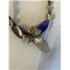 Image 2 : MOTHER OF PEARL AND PURPLE STONES W/ DARK PURPLE CORD NECKLACE