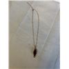 Image 1 : PINK GOLD PLATED W/ RED STONE PENDANT NECKLACE AND CHAIN NECKLACE