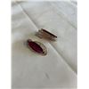 Image 1 : PINK GOLD PLATED W/ RED STONES PAIR OF EARRINGS