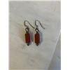 Image 1 : PAIR OF VINTAGE STERLING SILVER W/ JASPER STONES DANGLE EARRINGS