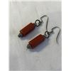 Image 2 : PAIR OF VINTAGE STERLING SILVER W/ JASPER STONES DANGLE EARRINGS