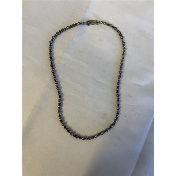 VINTAGE STERLING SILVER BEADS NECKLACE, MARKED 925