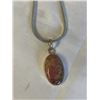 Image 2 : SILVER CHAIN W/ AGATE STONE PENDANT NECKLACE