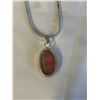 Image 3 : SILVER CHAIN W/ AGATE STONE PENDANT NECKLACE