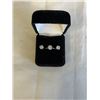 Image 1 : PAIR OF STERLING SILVER W/ CZ STONES EARRINGS AND SILVER RING SIZE 6
