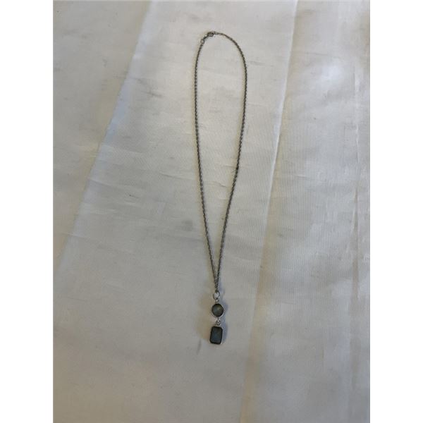 STERLING SILVER CHAIN W/ MOONSTONES PENDANTS NECKLACE MARKED 925