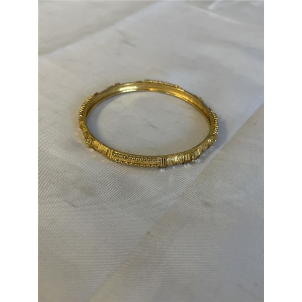 18K GOLD PLATED RAISED ENGRAVED BANGLE, MARK INSIDE