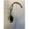 Image 1 : STAINLESS STEEL W/ BLACK ENAMEL PENDANT W/ BLACK CORD NECKLACE
