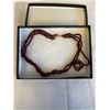 Image 1 : TRIPLE STRAND FACETED INDIAN RUDY STONE BEADS NECKLACE, SELF ADJUSTABLE LENGTH