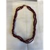Image 2 : TRIPLE STRAND FACETED INDIAN RUDY STONE BEADS NECKLACE, SELF ADJUSTABLE LENGTH