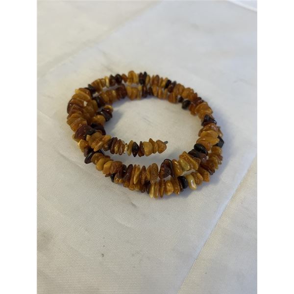 DOUBLE STRAND WIRE BANGLE BRACELET W/ HONEY, CHERRY AND BUTTERSCOTCH NATURAL AMBER