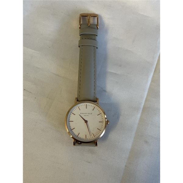 GOLD W/ STAINLESS STEEL BACK ROSEFIELD AMS/NYC QUARTZ WATCH T57-RF144-024652 EXCELLENT CONDITION, OR