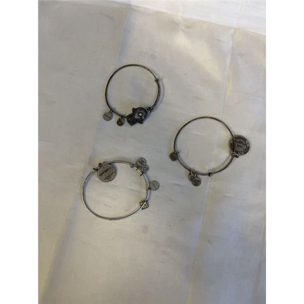 3 VINTAGE ALEX AND ANI EERGY BANGLES W/ CHARMS