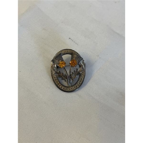 VINTAGE SILVER TONE SCOTTISH THISTLE BROOCH