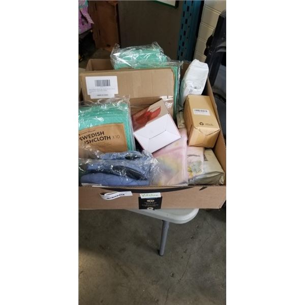 LARGE LOT OF NEW AMAZON OVERSTOCK KITCHEN ITEMS INLCUDING SWEDISH DISH CLOTHS AND MORE