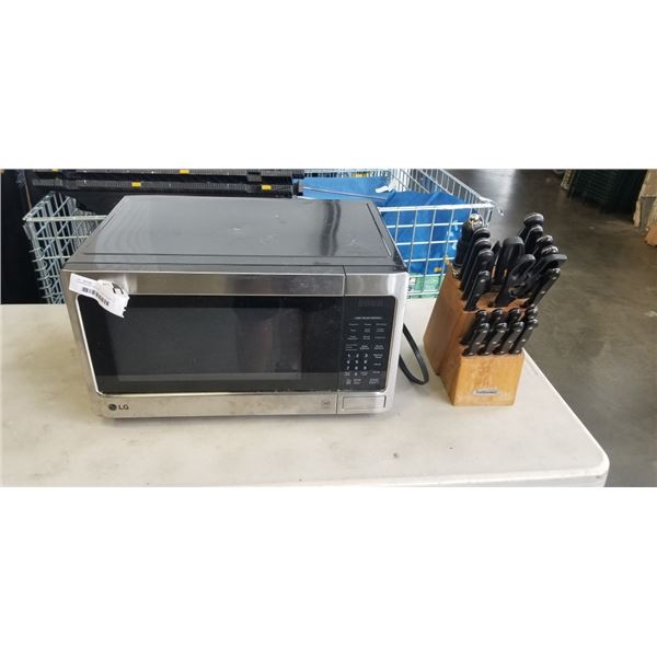 FARBERWARE KNIFESET IN BLOCK AND LG STAINLESS STEEL MICROWAVE