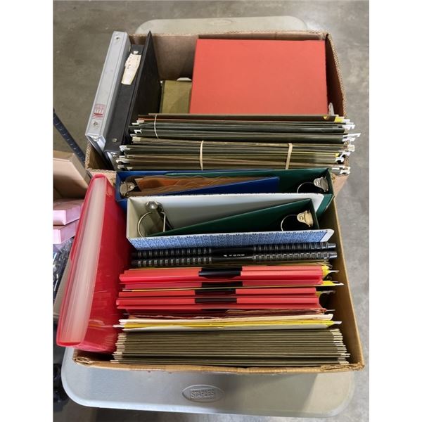 2 BOXES FILE FOLDERS AND OFFICE SUPPLIES
