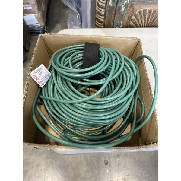 AS NEW GREEN 200FT LIFE SUPPLY HEAVY DUTY INDOOR OUTDOOR3 WIRE GROUNDED LIGHTED EXTENSION, 16AWG