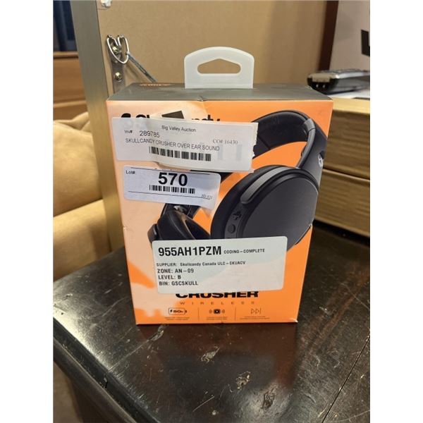 SKULLCANDY CRUSHER OVER EAR SOUND ISOLAING BLUETOOTH HEADPHONES - TESTED WORKING, RETAIL $149