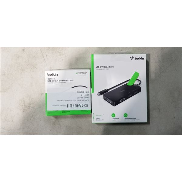 BELKIN USB-C VIDEO ADAPTER, AND BELKIN CONNECT USB-C TO 4 PORT USB-C HUB
