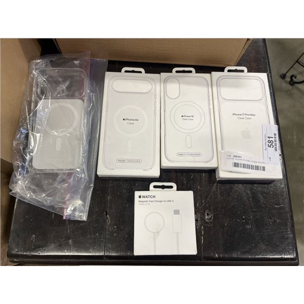 LOT OF CLEAR IPHONE CASES IPHONE 17 PRO MAX 16 AND AIR CASES AND MAGNETIC FAST CHARGE APPLE  WATCH C