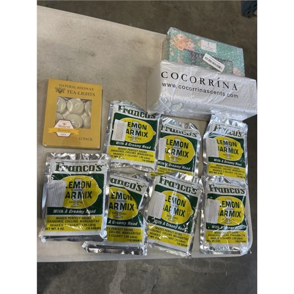 2 NEW REED DIFFUSER SETS AND LOT OF LEMON FLAVORED BAR MIX
