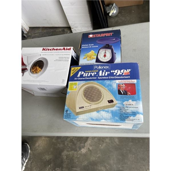 AIR PURIFIER, SCALE, AND KITCHEN AID SHREDDER ATTACHMENT